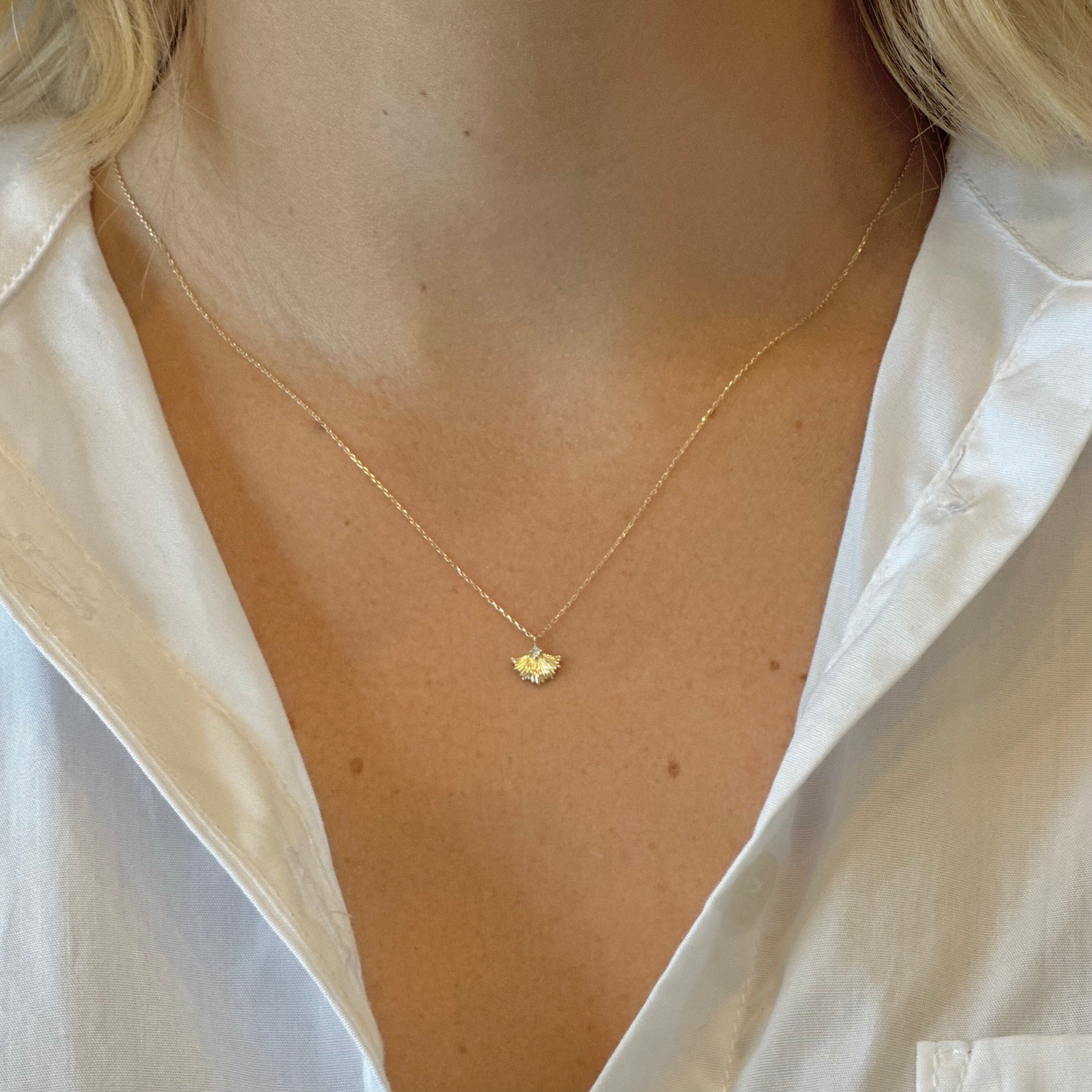 FINE Fan Charm Necklace