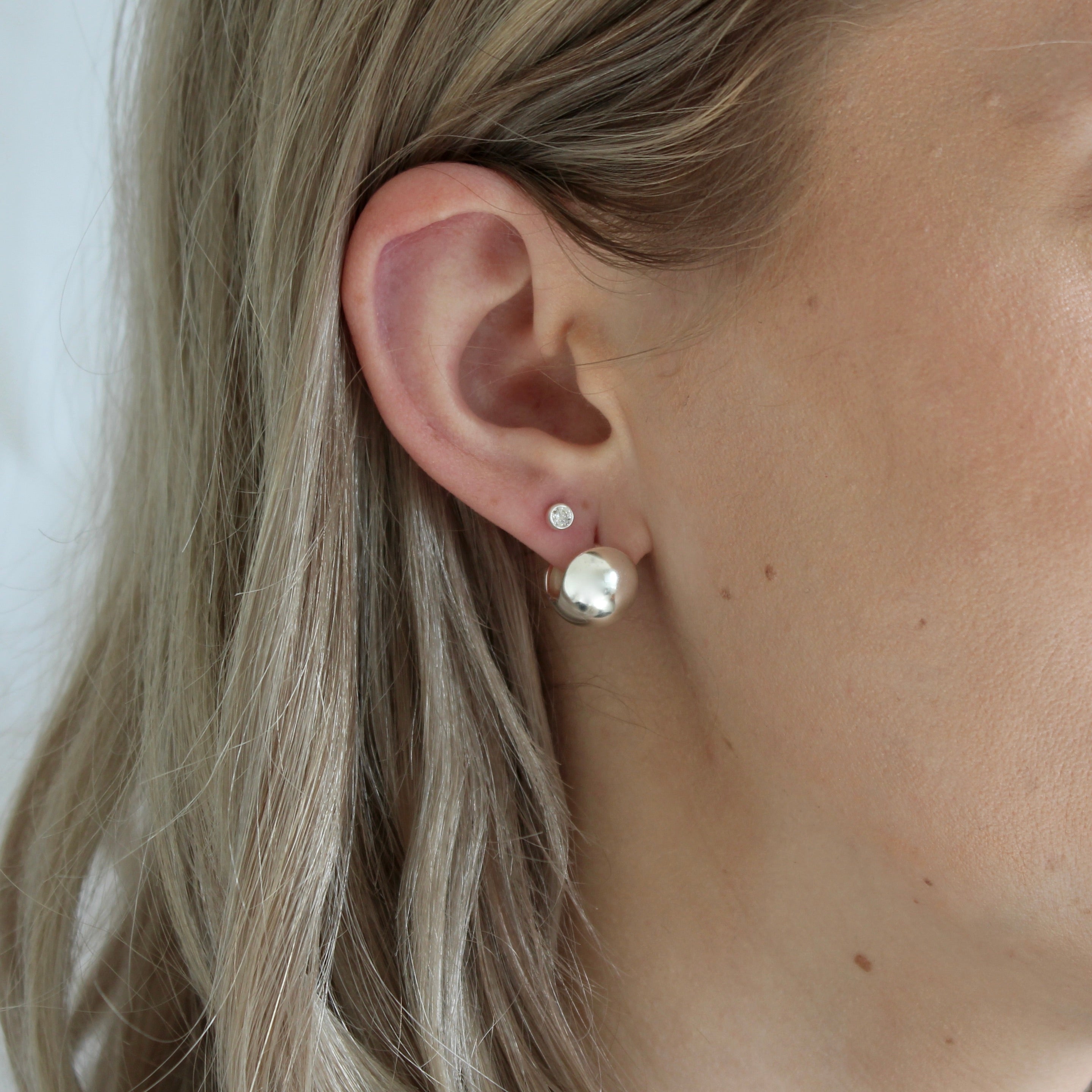 Orb Statement Huggies - Sterling Silver