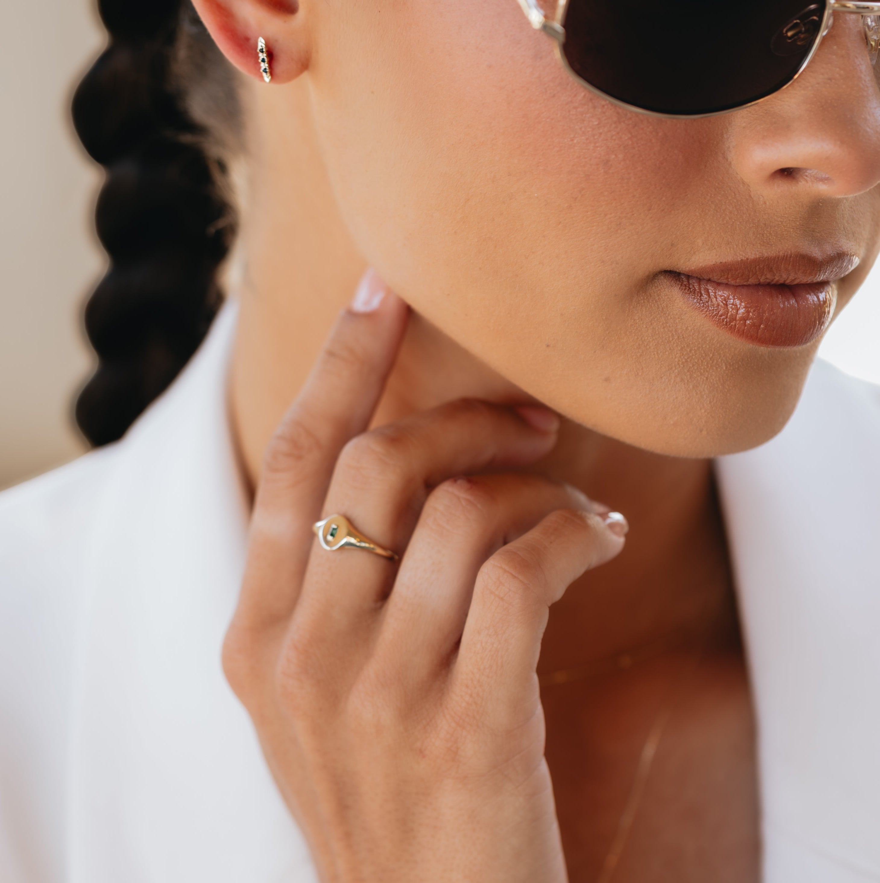 Blue Sapphire Bar Studs