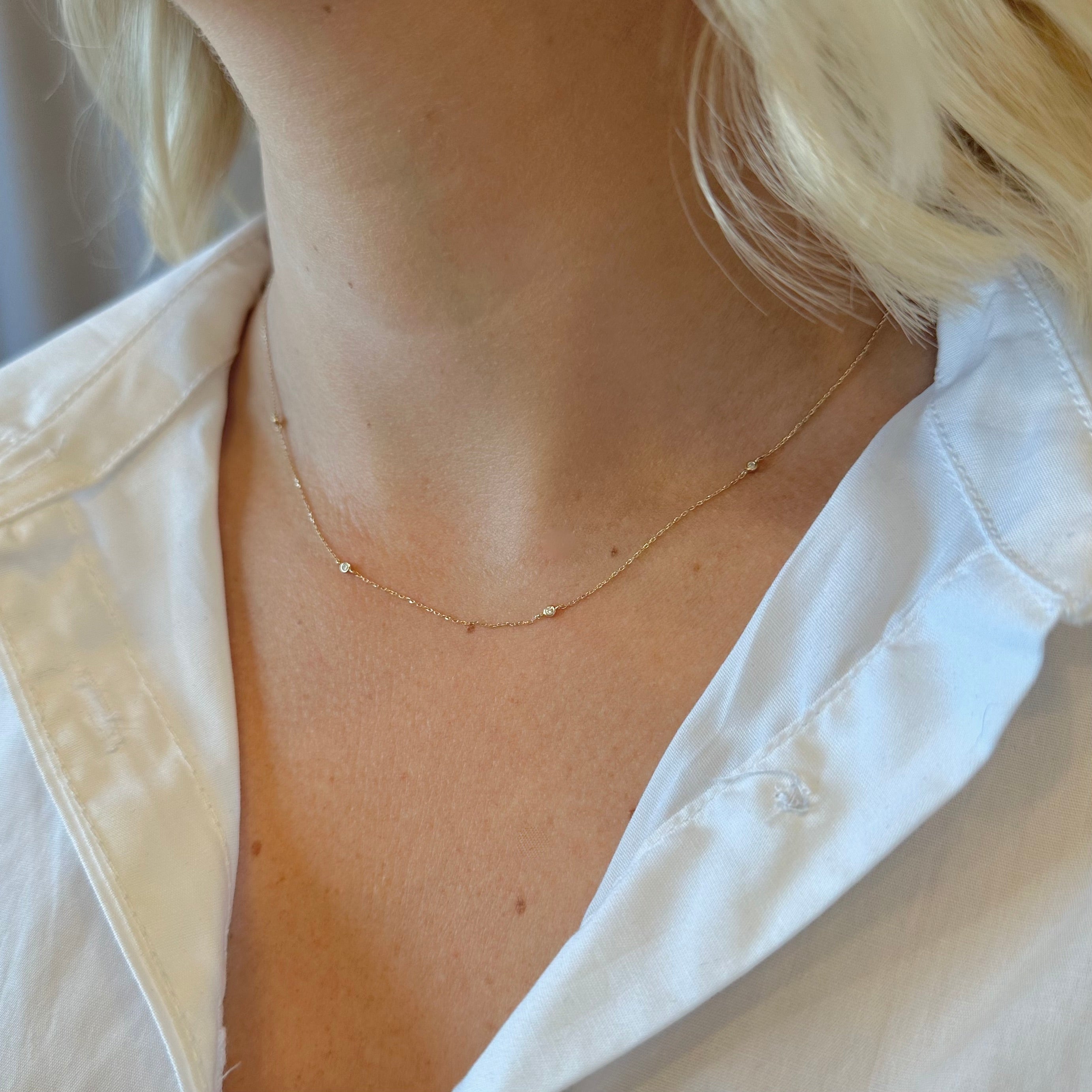 FINE Diamond Bezel Necklace